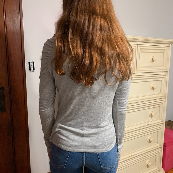 Urban Outfitters Rutched Sleeve Grey Shirt - Picture 2 of 3